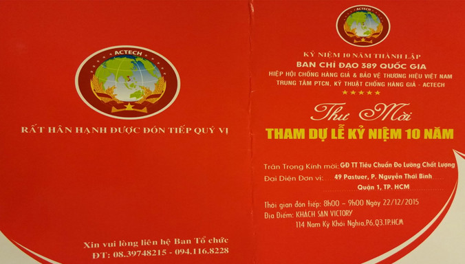 Hình ảnh giấy mời được cho là giả mạo Ban Chỉ đạo 389 Quốc gia. Ảnh: T.H.