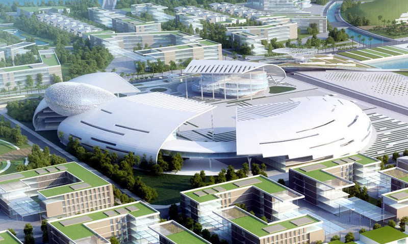 Khu trung tâm của TTHCKH được tạo hình như một tổ yến khổng lồ.