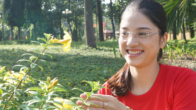 Phạm Thị Yến, đoàn viên Tập đoàn Viễn thông Quân đội. Ảnh: Nguyễn Minh.