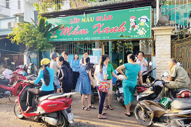 Trường mầm non Mầm Xanh (quận 12), nơi xảy ra vụ bạo hành trẻ gây xôn xao dư luận mới đây.