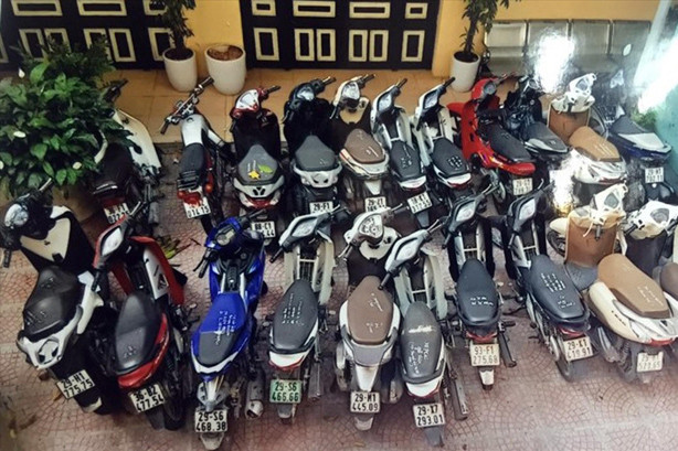 Xe tang vật cảnh sát thu hồi trong đường dây trộm cắp vừa được triệt phá​. Ảnh: Nguyễn Hoàn.