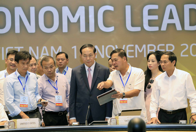 Ngày 29/10 tại Đà Nẵng, Chủ tịch nước Trần Đại Quang dự Chương trình Tổng duyệt các hoạt động của Tuần lễ Cấp cao APEC 2017. Ảnh: TTXVN.