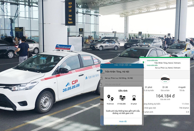 Cùng hành trình nhưng xe công nghệ trong nước đang có giá cước cao gần gấp đôi xe công nghệ nước ngoài. Ảnh: Anh Trọng.