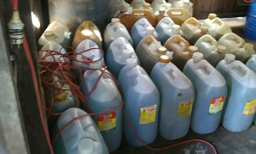 ố xăng dầu được phát hiện tại nhà kho của vợ chồng Thảo.