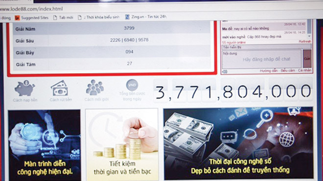 Tổng số tiền người chơi tham gia tại trang web ...88.com lúc 15h45 phút ngày 26/4/2016.