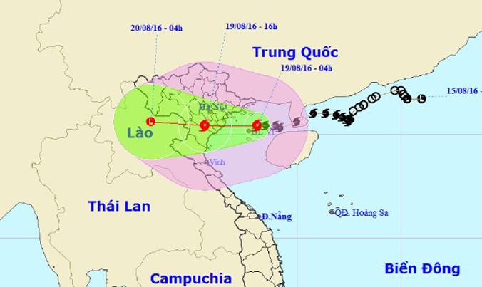 Vị trí và dự báo đường đi của bão số 3. Nguồn: Trung tâm dự báo khí tượng thủy văn Trung ương.