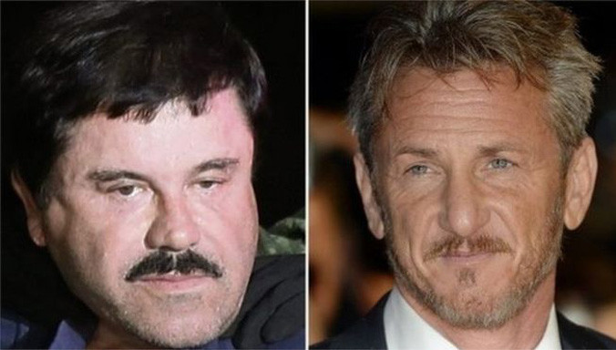 Trùm ma túy Mexico Joaquin Guzman (trái) gặp diễn viên Mỹ Sean Penn trong rừng rậm Mexico hồi tháng 10/2015. Ảnh: EPA.