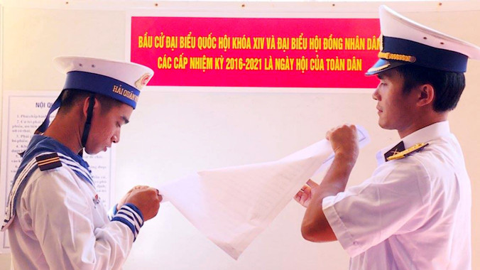 Phòng bầu cử ở đảo Phan Vinh.