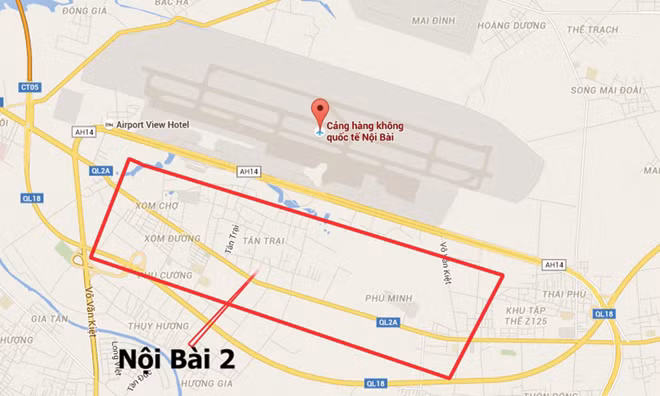 Theo quy hoạch, sân bay Nội Bài mở rộng sẽ đối diện với sân bay hiện hữu qua Đại lộ Võ Nguyên Giáp, thuộc 3 xã: Phú Minh, Phú Cường, Mai Đình (huyện Sóc Sơn).