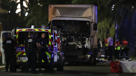 Chiếc xe tải gây ra vụ khủng bố đẫm máu. (Nguồn: Getty)