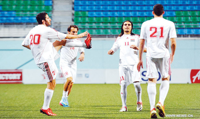 Các cầu thủ Syria được đánh giá là mạnh hơn ĐTVN ở trận giao hữu vào ngày 31/5 tới. Ảnh: News.cn.