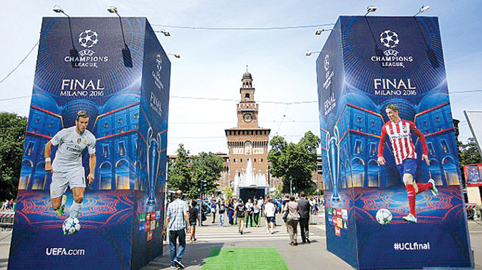 Thành Milan đã sẵn sàng cho ngày hội chung kết Champions League. Ảnh: Splash News and Pictures. 