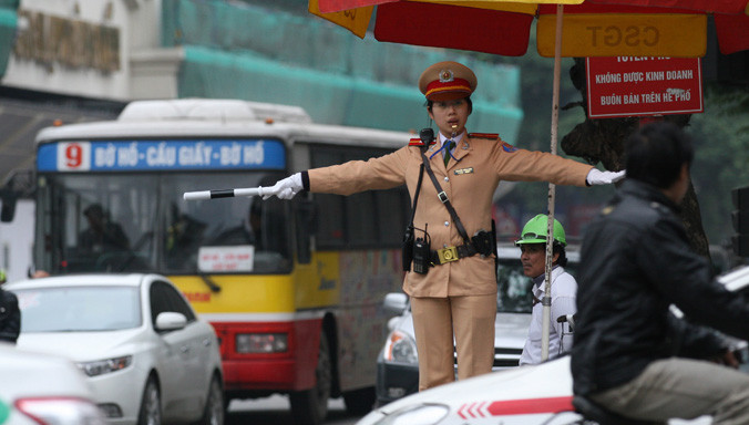 Lực lượng CSGT đảm bảo TTATGT. Ảnh: MĐ.