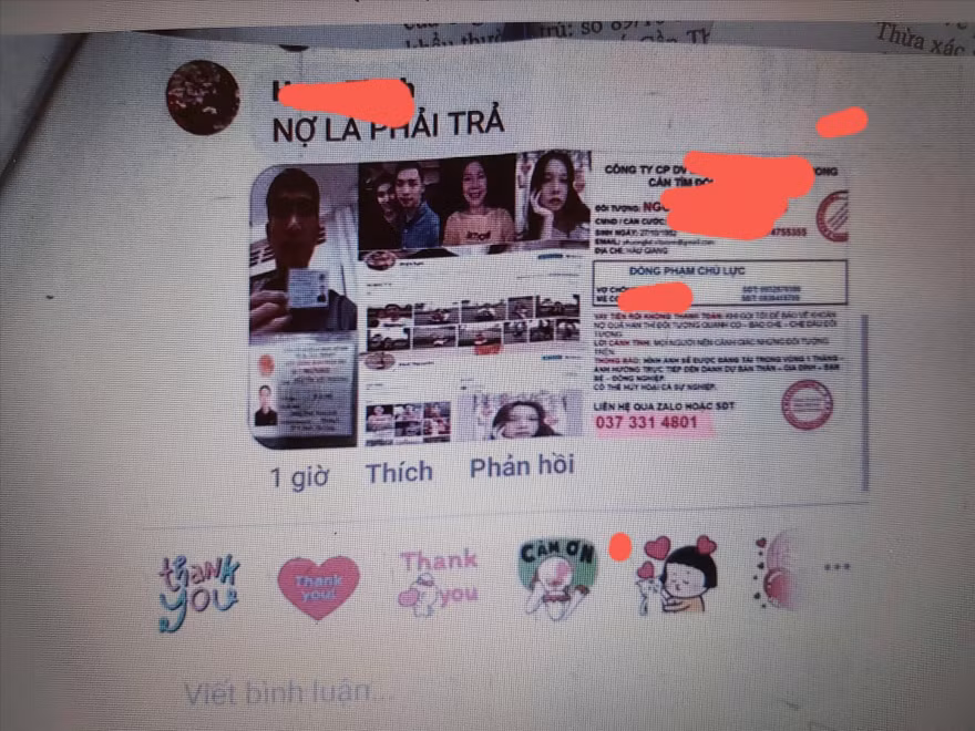 Công ty đòi nợ thuê vu khống, bịa đặt, đăng ảnh người dân lên mạng xã hội để gây áp lực trả nợ. Ảnh: Sở TT&TT TPCT 