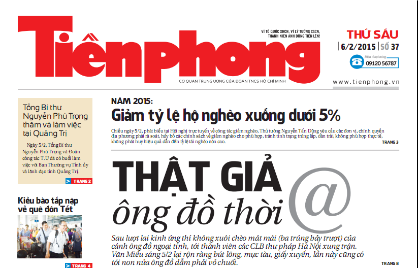 Tin bài đáng chú ý trên nhật báo Tiền Phong số 37