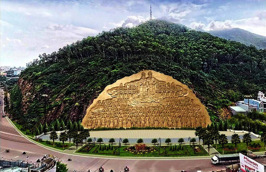 Phối cảnh dự án phù điêu “Lạc Long Quân - Âu Cơ” trên núi Bà Hỏa 