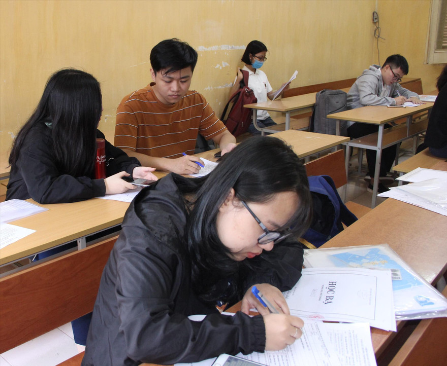 Sinh viên nhập học năm 2020 tại Trường ĐH Khoa học Tự nhiên, ĐH Quốc gia Hà NộiẢnh: Diệp An 