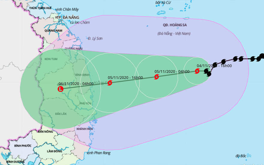 Dự kiến đường đi của cơn bão số 10
