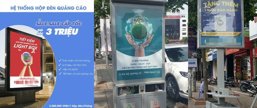  Thùng rác kèm công năng quảng cáo ngoài trời ở Hà Nội chưa được nghiệm thu và cấp phép Ảnh: KỲ SƠN 