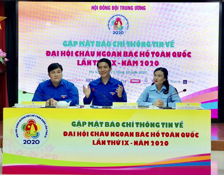 Anh Nguyễn Ngọc Lương, Bí thư T.Ư Đoàn, Chủ tịch Hội đồng Đội T.Ư giới thiệu về Đại hội Cháu ngoan Bác Hồ toàn quốc lần thứ IX, năm 2020 Ảnh: PV 