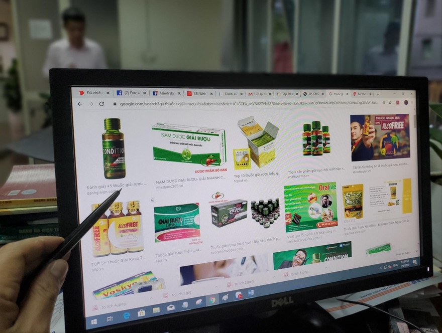 Nhiều trang mạng đua nhau quảng cáo các loại thuốc giải rượu bia 