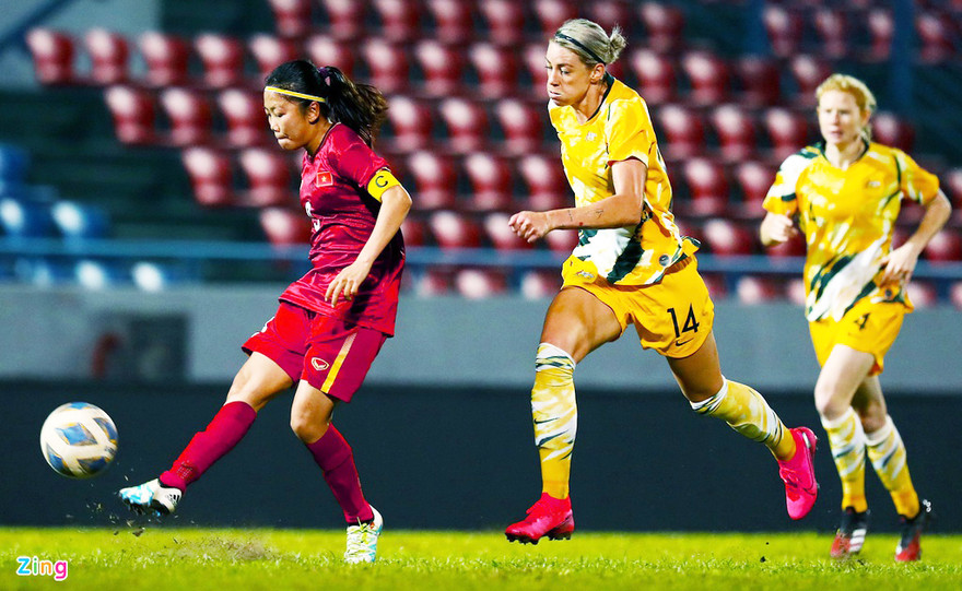 Huỳnh Như ghi bàn thắng lịch sử trong trận gặp đội tuyển Úc tại vòng play-off Olympic 2020 Ảnh: Zing 