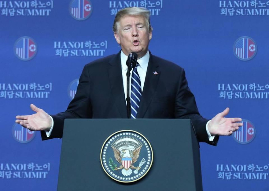 Tổng thống Mỹ Donald Trump tại cuộc họp báo chiều nay. Ảnh: Như Ý