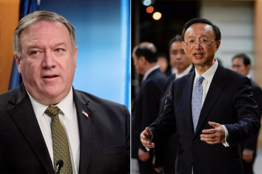 Ngoại trưởng Mỹ Mike Pompeo (trái) và ông Dương Khiết Trì Ảnh: Reuters 