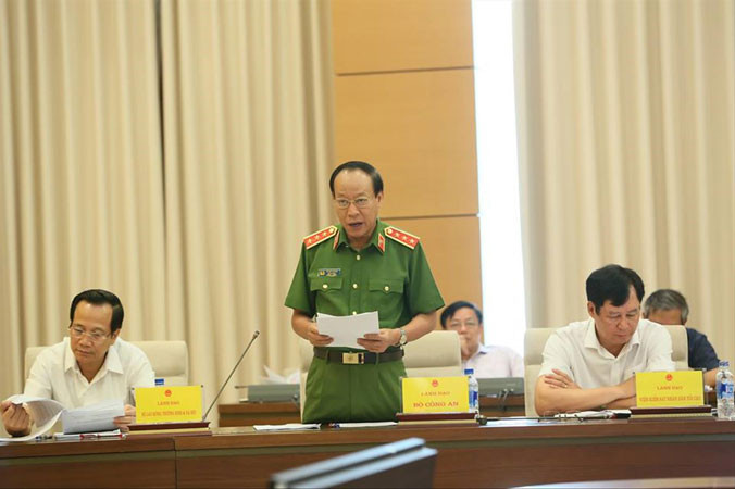 Thượng tướng Lê Quý Vương, Thứ trưởng Bộ Công an tại phiên giải trình. Ảnh: Gia Hân.