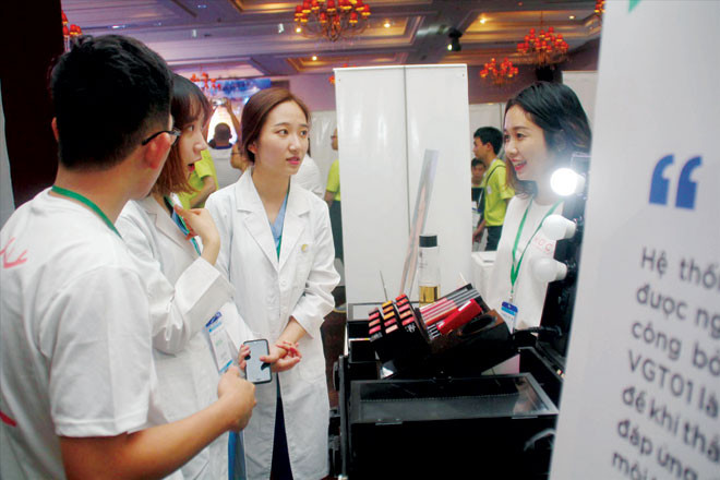 Một dự án khởi nghiệp được giới thiệu tại Ngày hội Khởi nghiệp Việt Nam 2018. ẢNH: NGÔ TÙNG.