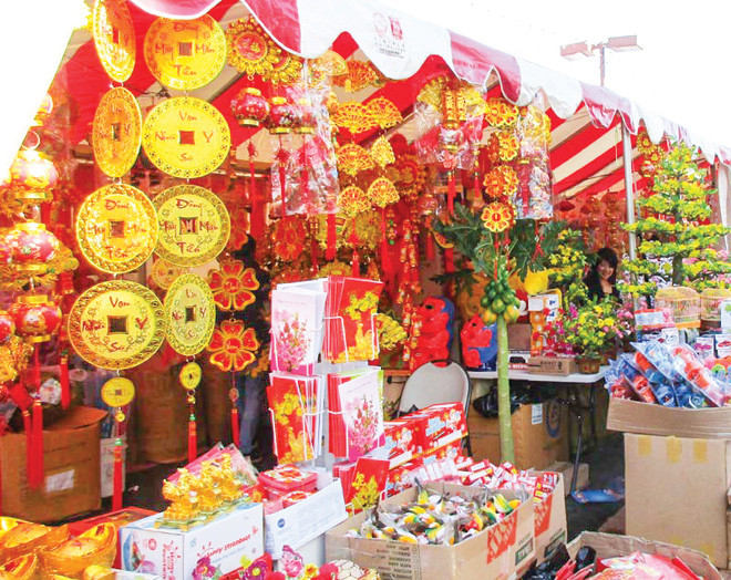 Gian hàng Tết của người Việt ở hải ngoại.