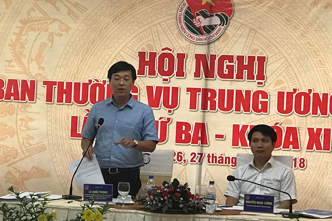 Bí thư thứ nhất T.Ư Đoàn Lê Quốc Phong phát biểu kết luận Hội nghị Ban Thường vụ T.Ư Đoàn lần thứ ba, Khoá XI. Ảnh: L.X.S.