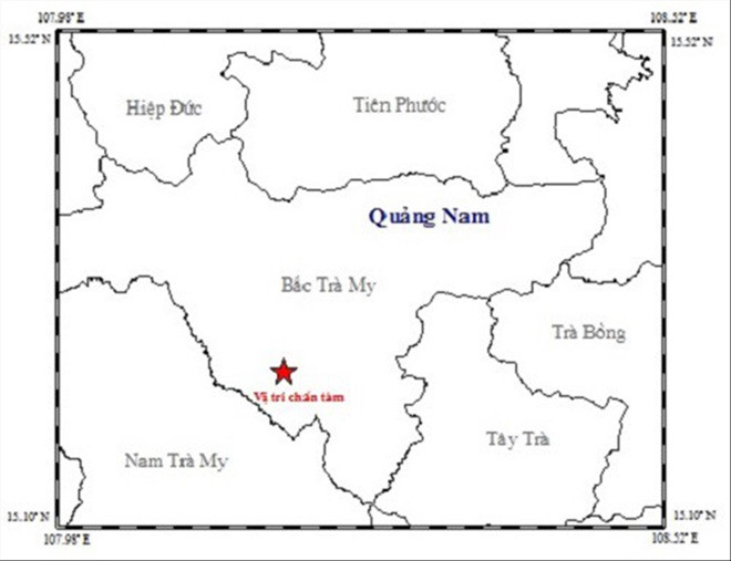 Vị trí xảy ra trận động đất.