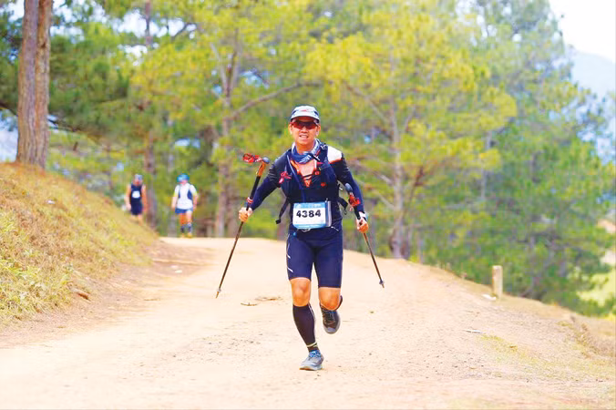 Minh Nguyễn tại giải siêu marathon Đà Lạt ngày 18/3/2018. Ảnh: N.M.