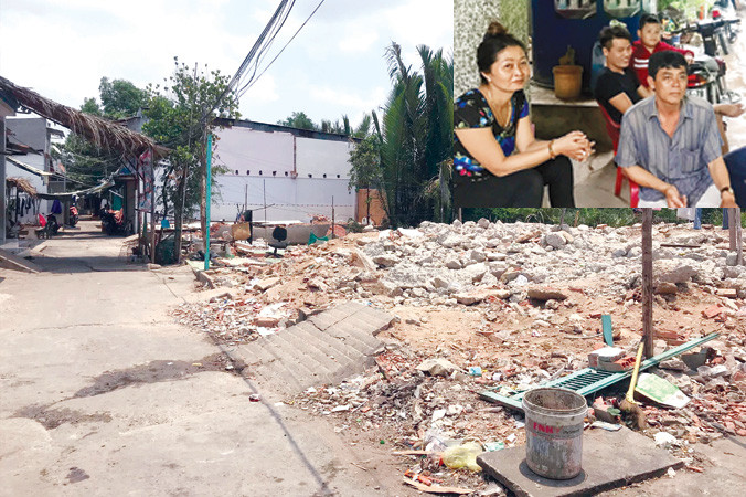 Giá bồi thường cho dân gấp khoảng 10 lần so với giá đất công sản mà công ty Tân Thuận bán lại (ảnh lớn). Những hộ dân chưa thỏa thuận được giá bồi thường sinh sống trong khu dân cư Phước Kiển (ảnh nhỏ). Ảnh : PV.