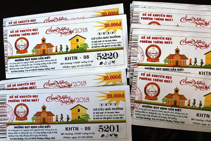 Vé số UBND phường Thống Nhất tự in và phát hành.