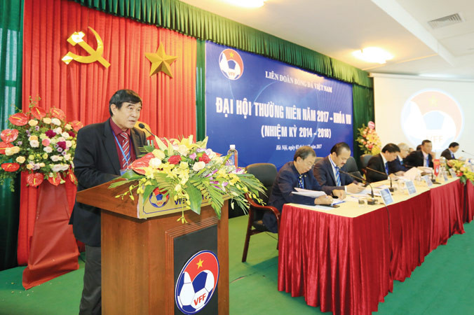 Ông Nguyễn Xuân Gụ phát biểu tại Đại hội thường niên VFF năm 2017. Ảnh: VSI.