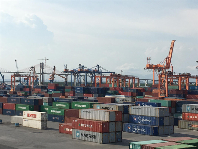 Lượng lớn container tồn đọng tại cảng nhưng vẫn chưa được xử lý. Ảnh: Ngô Bình.