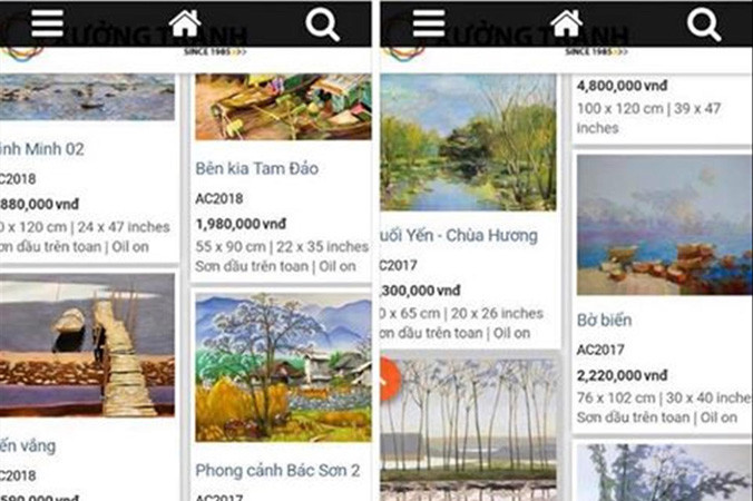 Website mới đây đăng tải và bán công khai tranh nhái của Đặng Tiến, sau phải gỡ bỏ và xin lỗi.