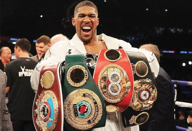 Joshua thống nhất 4 đai vô địch hạng nặng WBA, IBF, IBO, WBO.