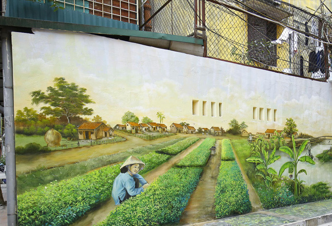 Hình ảnh cánh đồng húng Láng nổi tiếng bên đòng sông Tô Lịch. Ảnh: Hoàng Mạnh Thắng. 