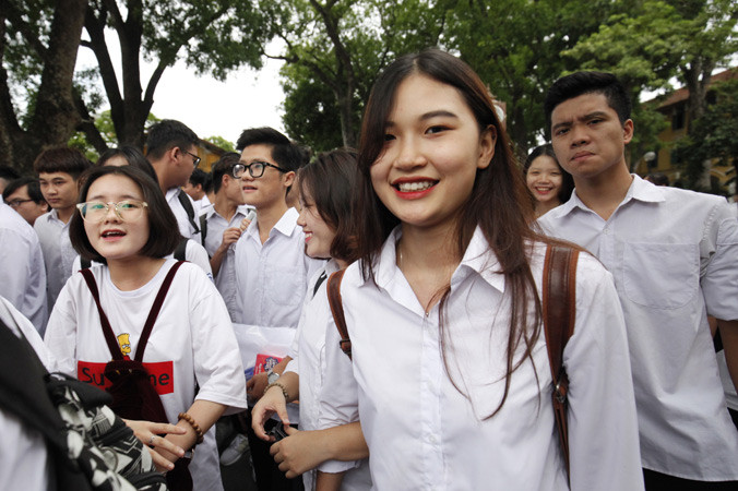 Thí sinh dự thi THPT quốc gia 2018 tại Hà Nội. Ảnh: Như Ý.