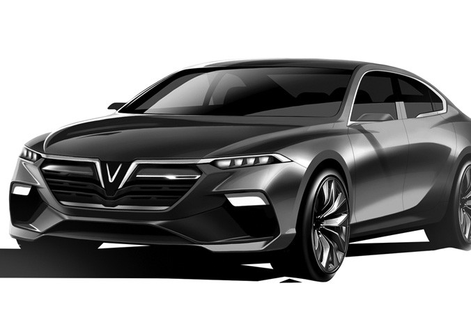 Mẫu phác thảo xe Sedan sẽ được Vinfast phát triển thành xe mẫu, ra mắt tháng 10/2018 tại Paris. 
