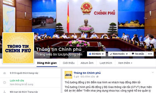 Chính phủ tham gia Facebook từ năm 2015.