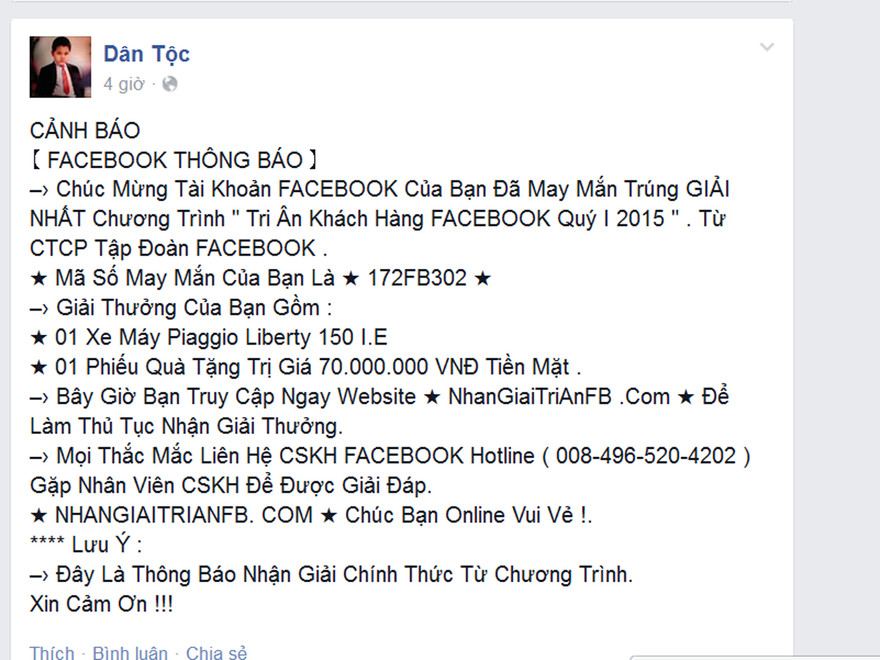 Tin nhắn lừa đảo xuất hiện nhiều trên Facebook vào ngày 8/3