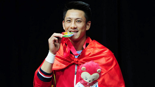 VĐV Wushu Trần Xuân Hiệp giành tấm HCV ngày 8/6. Ảnh: Anh Tuấn