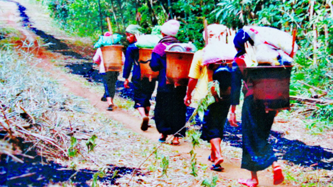 Sơn nữ gùi sim về làng