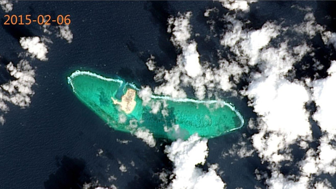 Ảnh vệ tinh chụp bãi đá Châu Viên ngày 6/2/2015. Ảnh: China Military Online