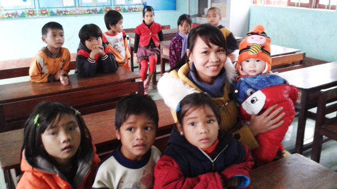 Lớp học của cô Huệ nơi vùng biên giới Tây Trường Sơn. Ảnh: T.N.A 