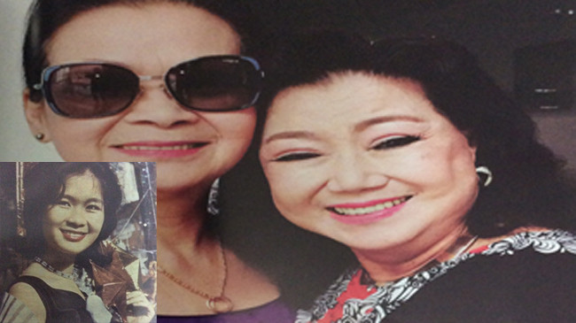 Khánh Ly thời trẻ (ảnh nhỏ). Khánh Ly với nghệ sĩ Kim Cương - người mà ca sĩ đặc biệt ngưỡng mộ (ảnh lớn) (ảnh trong sách)